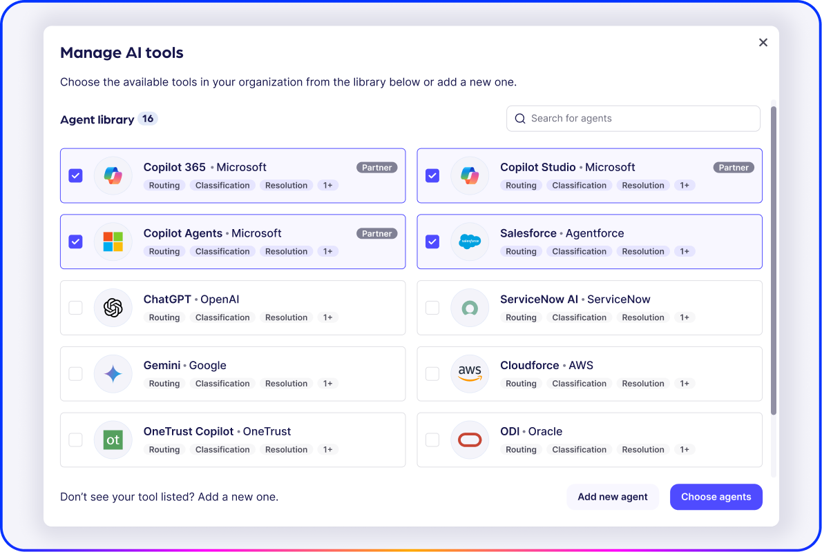 Out-of-the-box agents - carousel - option 1